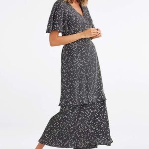 VETTA - Tiered Wrap Dress. Black & White. Small.